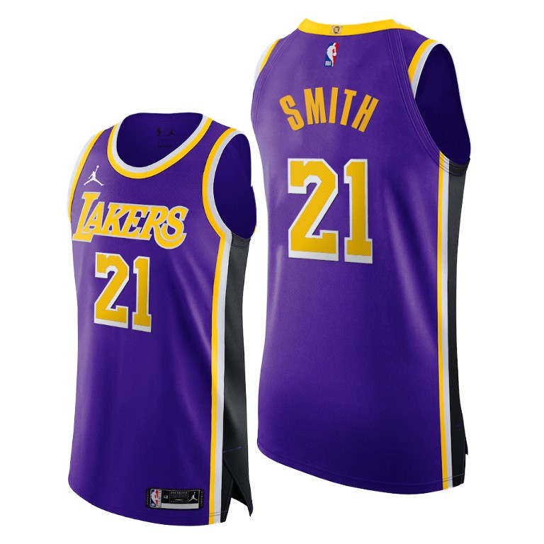 Men's Los Angeles Lakers J.R. Smith #21 NBA Jumpman 2020-21 Authentic Statement Edition Purple Basketball Jersey OYM8083VD